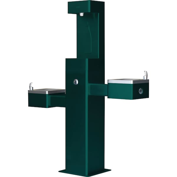 Global Industrial Outdoor Bottle Filling Station & Bi-Level Drinking Fountain, Green Powder Coat 761220GN - main